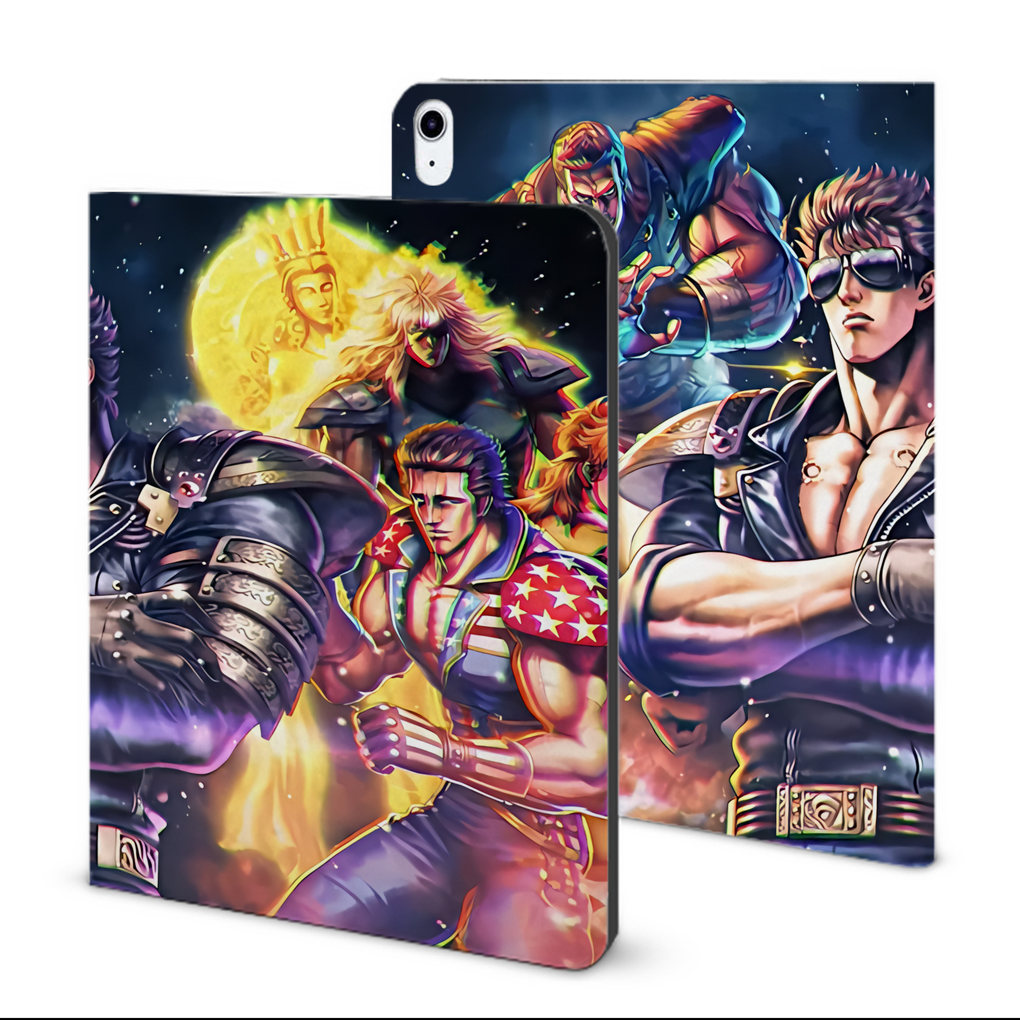 （画像用） 北斗の拳 Fist of the North Star IPad ケース ブック型 PUレザー TPU 耐衝撃 軽量 薄型 ペン収納なし 全面保護 IPad 各モデル対応
